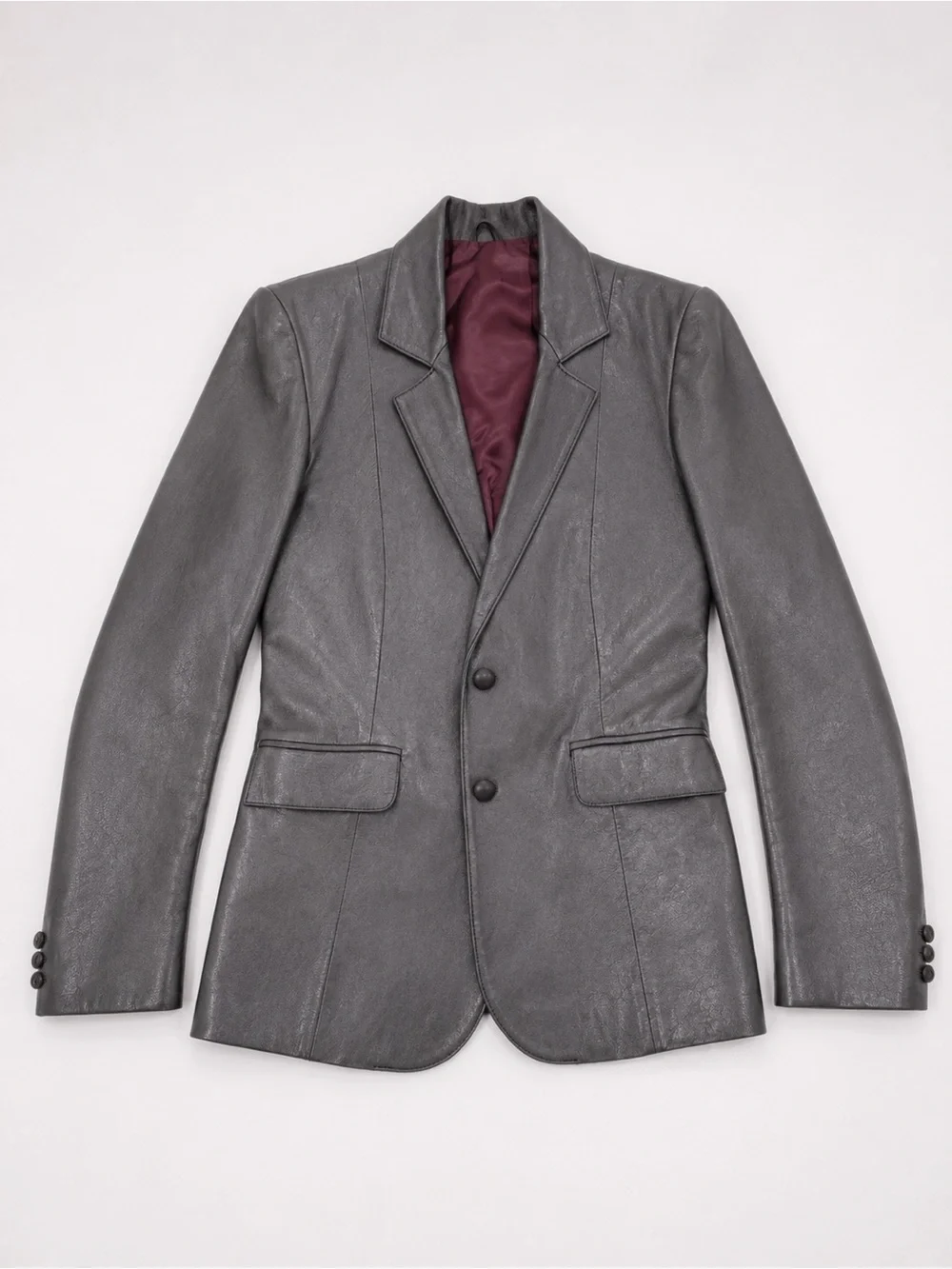 Vintage El Guante Grey Leather Blazer Jacket Women's XS/S Tailored Coat Ecuador